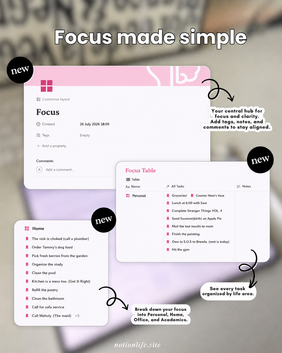 "Can't start the task you've been avoiding all week?" A Notion system built for ADHD brains. Zero clutter, one-click capture, ready in 5 minutes.